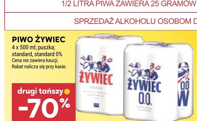 Piwo bezalkoholowe Żywiec 4-pak promocja w Stokrotka
