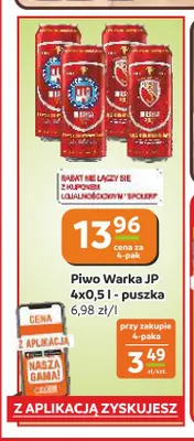 Piwo Warka JP 4-pak promocja w Społem Częstochowa