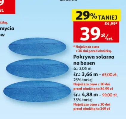 Pokrywa solarna na basen śr. 3,66 m promocja w Auchan