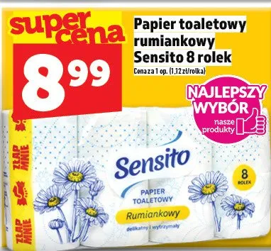 Papier toaletowy rumiankowy Sensito 8 rolek promocja w TOPAZ