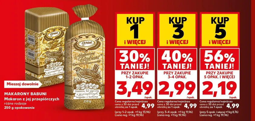 Makaron z jaj przepiórczych Makarony Babuni promocja w Kaufland