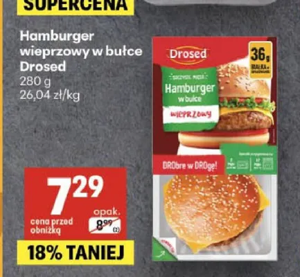 Hamburger wieprzowy w bułce Drosed promocja w Delikatesy Centrum