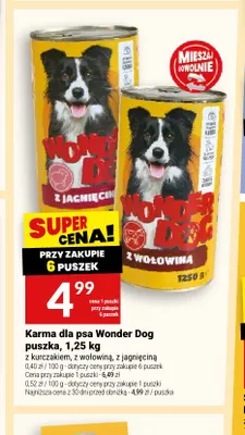 Karma dla psa Wonder Dog puszka z wołowiną promocja w Twój Market