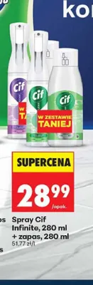 Spray do czyszczenia Cif Infinite zestaw ze sprayem i zapasem promocja w Biedronka