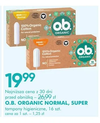 Tampony higieniczne O.B. ORGANIC SUPER promocja w Super-Pharm