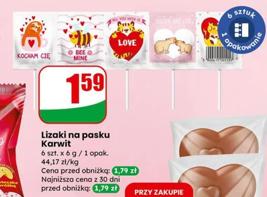 Lizak serce o smaku czekolady mlecznej Adikam promocja w Dino