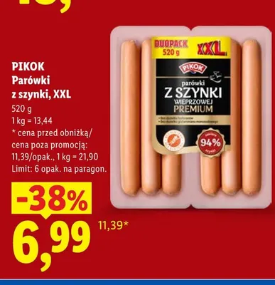 Parówki z szynki XXL Pikok promocja w Lidl