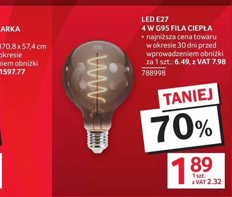Żarówka LED E27 4W G95 Fila ciepła promocja w Selgros