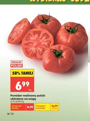 Pomidor malinowy polski układany na wagę promocja w Biedronka