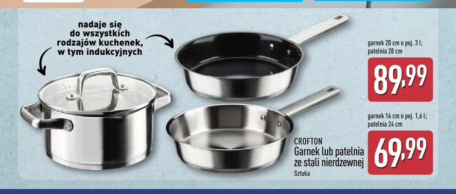 Garnek ze stali nierdzewnej Crofton 20 cm 3 l promocja w Aldi