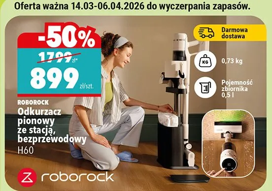 Odkurzacz pionowy ze stacją, bezprzewodowy H60 promocja w Biedronka