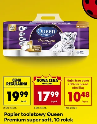 Papier toaletowy Premium super soft, 10 rolek promocja w Biedronka