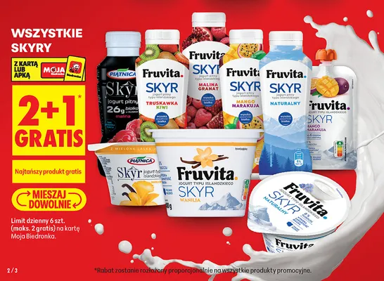 Jogurt pitny Skyr Fruvita malina granat promocja w Biedronka