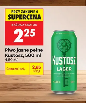 Piwo jasne pełne Kustosz promocja w Biedronka