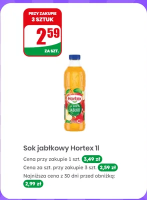 Sok jabłkowy Hortex 100% promocja w Dino