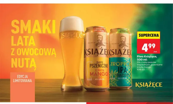 Piwo Książęce Złote Pszeniczne z nutą Mango promocja w Biedronka
