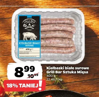 Kiełbaski białe surowe Grill Bar Sztuka Mięsa promocja w Netto