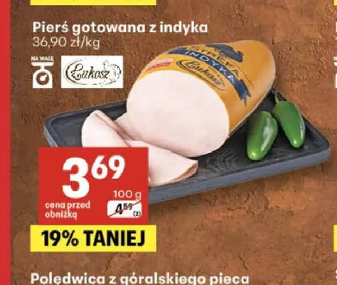 Pierś gotowana z indyka Łukosz promocja w Delikatesy Centrum