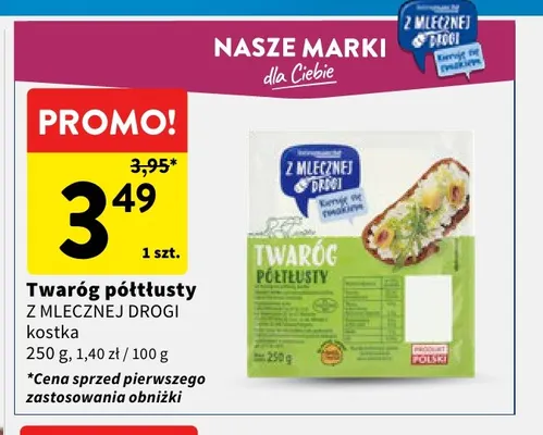Twaróg półtłusty Z Mlecznej Drogi kostka promocja w Intermarche