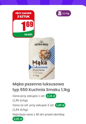 Mąka pszenna luksusowa typ 550 Kuchnia Smaku 1,1kg promocja w Dino