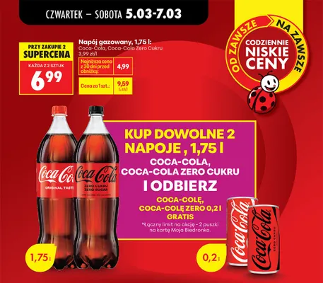 Napój gazowany Coca-Cola 1,75 l promocja w Biedronka