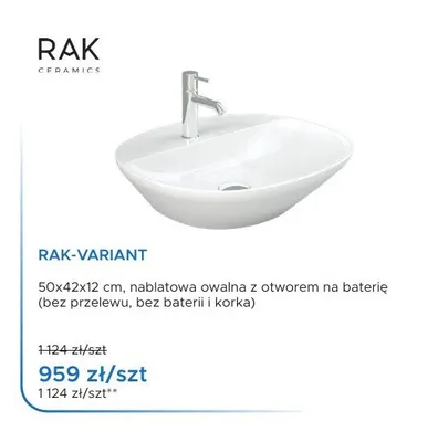 Umywalka nablatowa owalna Rak Ceramics Rak-Variant promocja w Blu Salony Łazienek