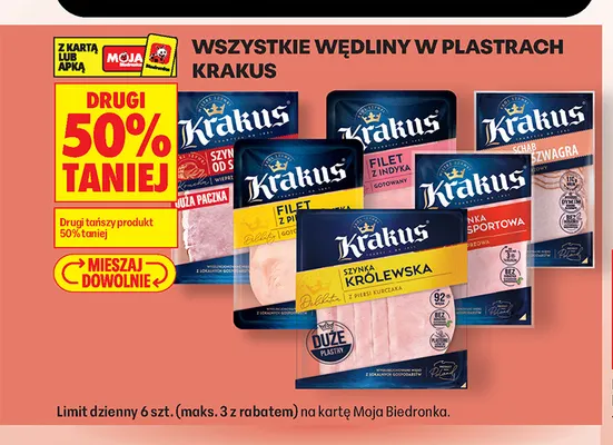 Wędliny w plastrach Krakus promocja w Biedronka