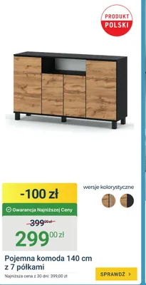 Pojemna komoda 140cm z 7 półkami promocja w ERLI