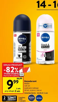 Dezodorant Nivea Men Black & White Invisible Original roll-on promocja w Intermarche