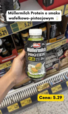 Napój mleczny Müller Müllermilch Protein o smaku pistacjowo-wafelkowym promocja w Kaufland