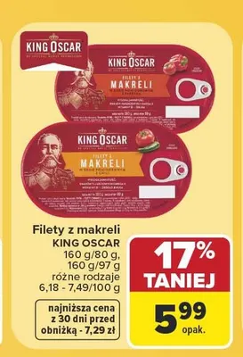 Filety z makreli w sosie pomidorowym King Oscar promocja w Carrefour