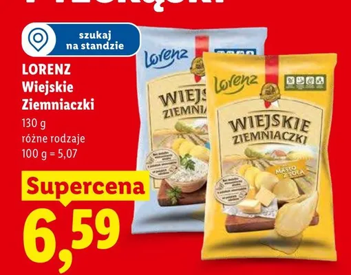 Chipsy Wiejskie Ziemniaczki o smaku cebulki Lorenz promocja w Lidl