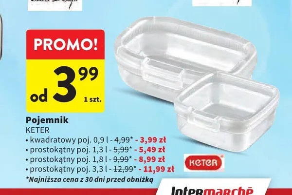 Pojemnik prostokątny Keter 1,3 l promocja w Intermarche