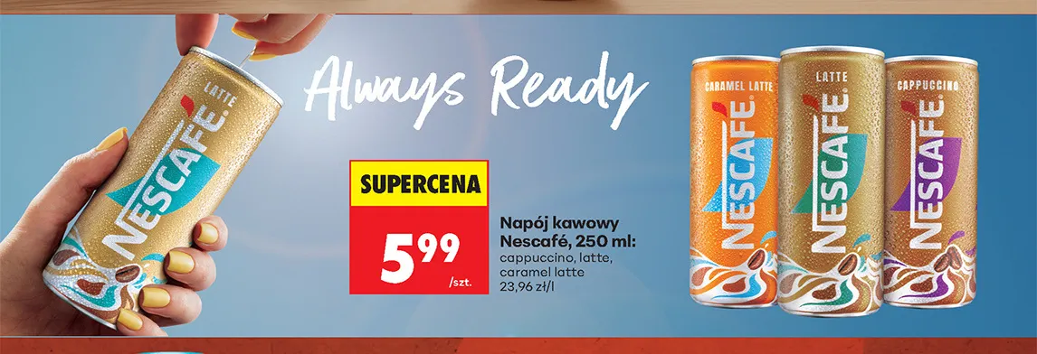 Kawa rozpuszczalna Napój kawowy Nescafé caramel latte promocja w Biedronka