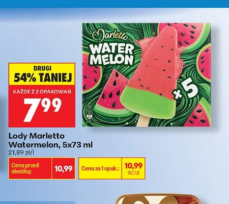 Lody Marletto Watermelon 5-pak 73 ml promocja w Biedronka