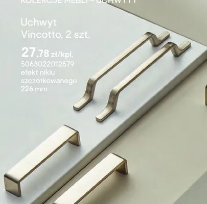 Uchwyt Vincotto efekt niklu szczotkowanego 226mm 2-pak promocja w Castorama