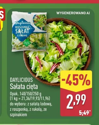 Sałata cięta z sałatą lodową Daylicious promocja w Aldi