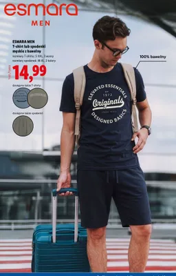 T-shirt męski z bawełny Esmara Men promocja w Lidl