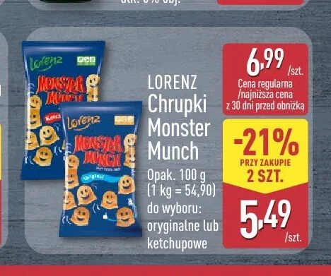 Chrupki Lorenz Monster Munch Ketchupowe promocja w Aldi
