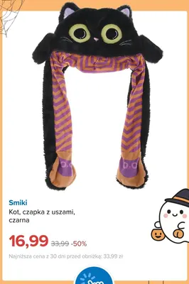 Czapka z uszami kot czarna Smiki promocja w Smyk
