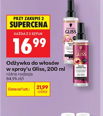 Odżywka do włosów w sprayu Gliss Liquid Silk promocja w Biedronka