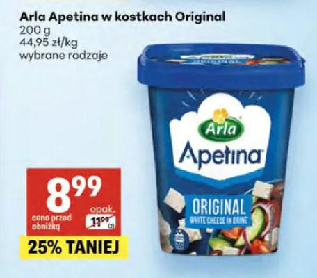 Ser w kostkach Apetina Original Arla promocja w Delikatesy Centrum