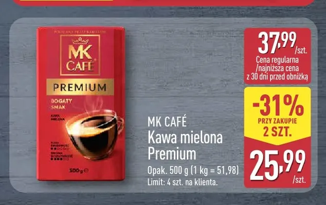 Kawa mielona MK Café Premium promocja w Aldi