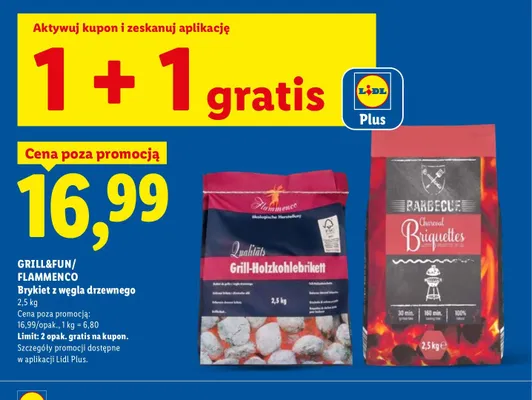 Brykiet z węgla drzewnego Flammenco promocja w Lidl
