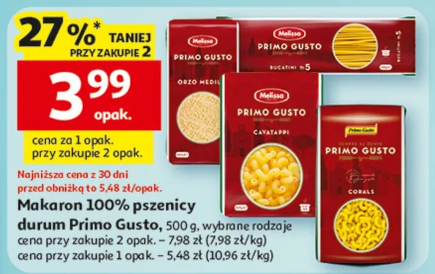Makaron 100% pszenicy durum promocja w Auchan
