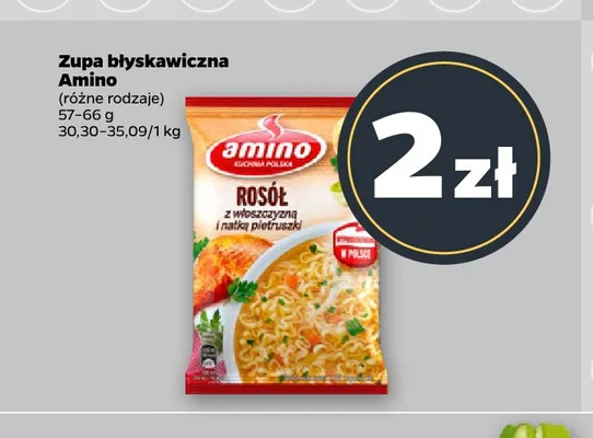 Zupa błyskawiczna Amino Rosół z włoszczyzną promocja w Netto