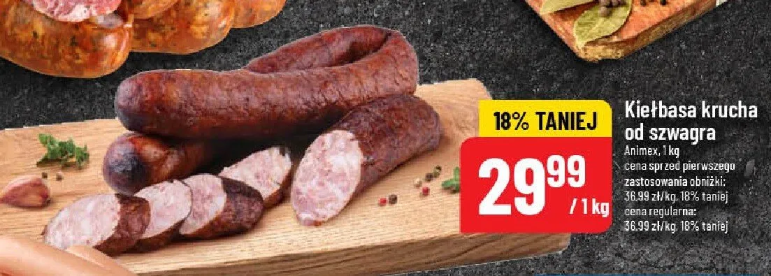 Kiełbasa krucha od szynawra promocja w POLOmarket