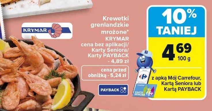 Krewetki grenlandzkie mrożone promocja w Carrefour Market