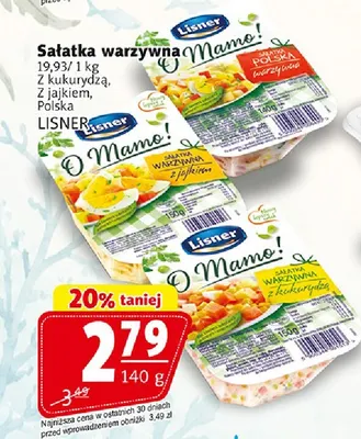 Sałatka warzywna O Mamo! z kukurydzą Lisner promocja w Prim Market