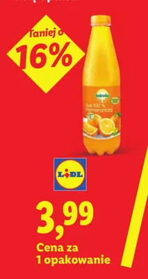 Sok pomarańczowy 100% Solevita promocja w Lidl